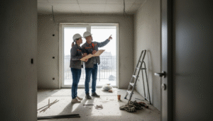 Pora apžiūri naujo buto įrengimą ir svarsto, ar jis atitinka jų lūkesčius.